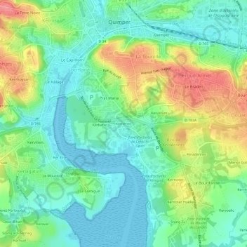 Mappa topografica Kernénez, altitudine, rilievo