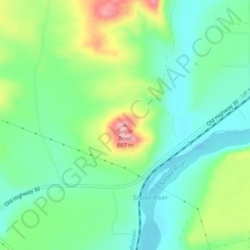 Mappa topografica Sugar Bowl, altitudine, rilievo