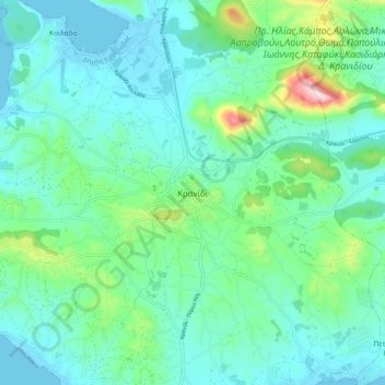 Mappa topografica Kranidi, altitudine, rilievo