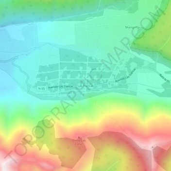 Mappa topografica Las Trancas, altitudine, rilievo
