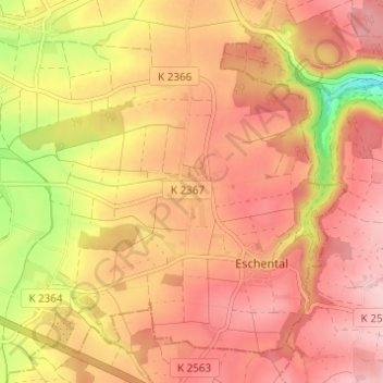 Mappa topografica Goggenbach, altitudine, rilievo
