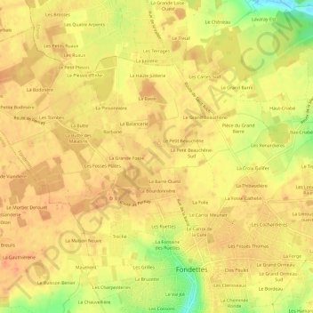 Mappa topografica La Brosse, altitudine, rilievo