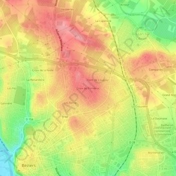 Mappa topografica Croix de Pomeirac, altitudine, rilievo