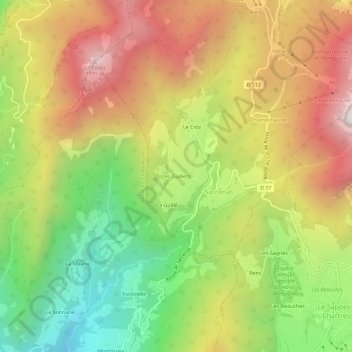 Mappa topografica Les Guillets, altitudine, rilievo