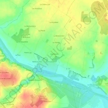 Mappa topografica Les Places, altitudine, rilievo
