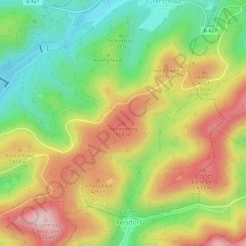 Mappa topografica Heidenberg, altitudine, rilievo