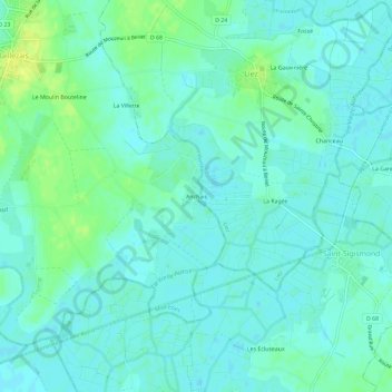 Mappa topografica Anchais, altitudine, rilievo