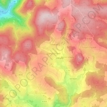 Mappa topografica Großherrischwand, altitudine, rilievo