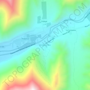 Mappa topografica Andacollito, altitudine, rilievo