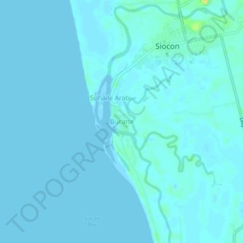 Mappa topografica Bucana, altitudine, rilievo