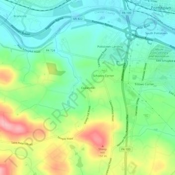 Mappa topografica Cedarville, altitudine, rilievo