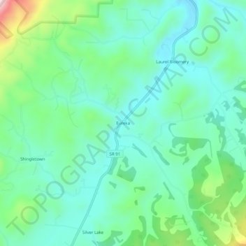 Mappa topografica Eureka, altitudine, rilievo