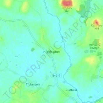 Mappa topografica Highleadon, altitudine, rilievo
