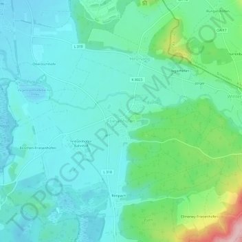 Mappa topografica Friesenhofen, altitudine, rilievo
