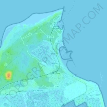 Mappa topografica Le Pastin, altitudine, rilievo