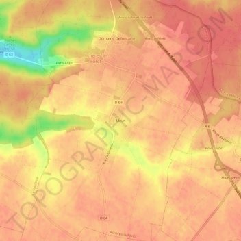 Mappa topografica Meun, altitudine, rilievo