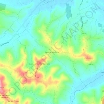 Mappa topografica Regione Madonna, altitudine, rilievo