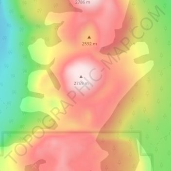 Mappa topografica Mono Craters, altitudine, rilievo