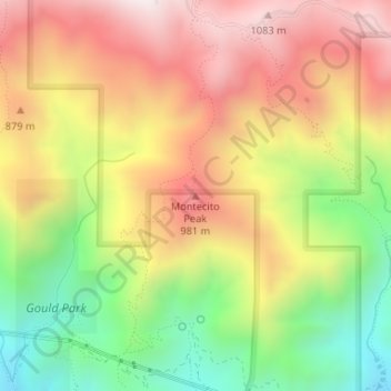 Mappa topografica Montecito Peak, altitudine, rilievo