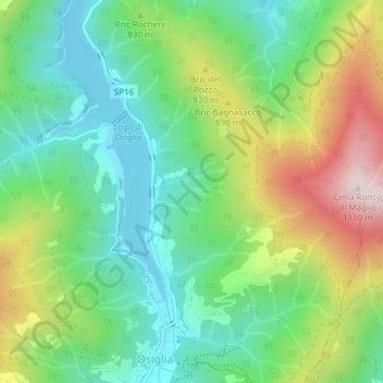 Mappa topografica Giacchini, altitudine, rilievo
