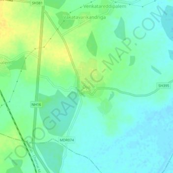 Mappa topografica Ojili, altitudine, rilievo