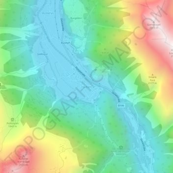 Mappa topografica Huben, altitudine, rilievo