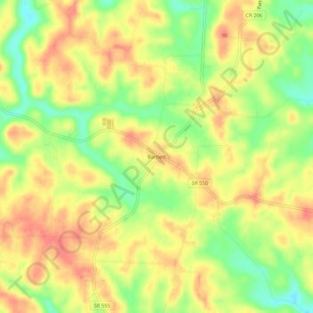 Mappa topografica Bartlett, altitudine, rilievo