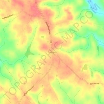 Mappa topografica Stephens, altitudine, rilievo
