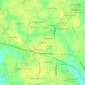 Mappa topografica Oakforest, altitudine, rilievo
