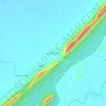 Mappa topografica Gehlour Ghati, altitudine, rilievo