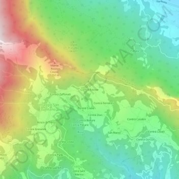 Mappa topografica Contrà Falzoie, altitudine, rilievo