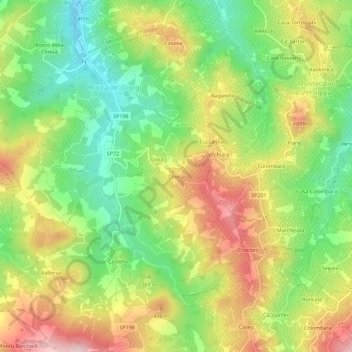 Mappa topografica Chiesa, altitudine, rilievo