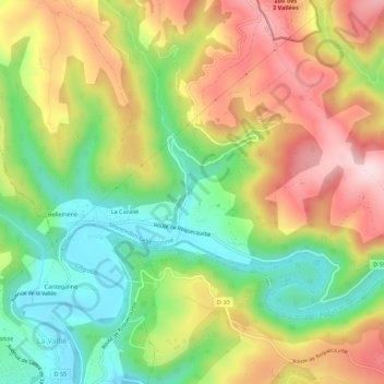 Mappa topografica Monsarrat, altitudine, rilievo