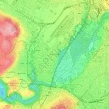 Mappa topografica Le Clos Village, altitudine, rilievo