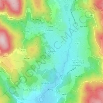 Mappa topografica Mascortel, altitudine, rilievo