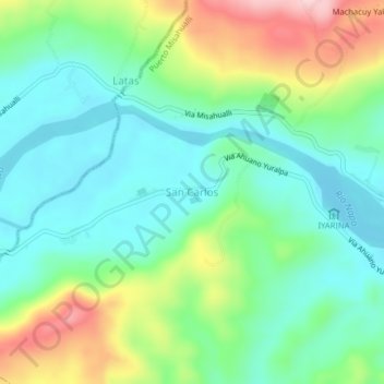 Mappa topografica San Carlos, altitudine, rilievo
