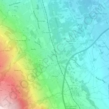 Mappa topografica Chevrier, altitudine, rilievo
