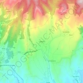 Mappa topografica Cappelle, altitudine, rilievo