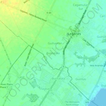 Mappa topografica Buntatala, altitudine, rilievo