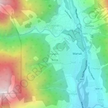 Mappa topografica Dunghri, altitudine, rilievo