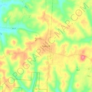 Mappa topografica Portersville, altitudine, rilievo