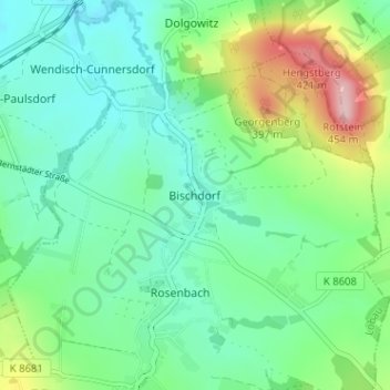 Mappa topografica Bischdorf, altitudine, rilievo
