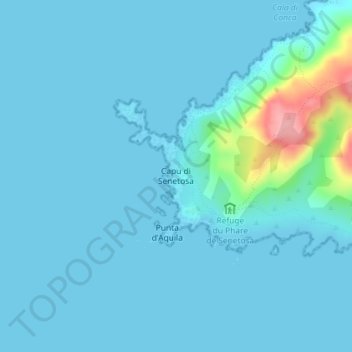 Mappa topografica Capu di Senetosa, altitudine, rilievo