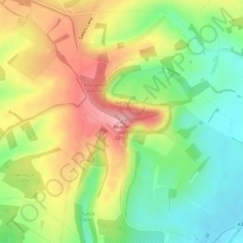 Mappa topografica Beacon Hill, altitudine, rilievo
