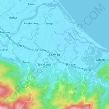 Mappa topografica Carmen, altitudine, rilievo