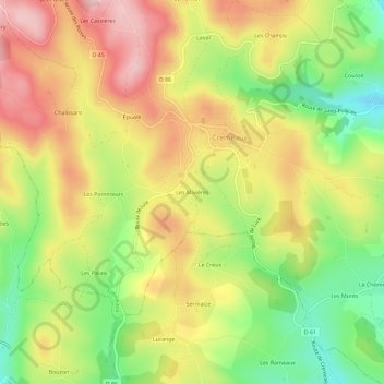 Mappa topografica Les Mivières, altitudine, rilievo