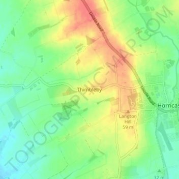 Mappa topografica Thimbleby, altitudine, rilievo