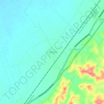 Mappa topografica El Overo, altitudine, rilievo