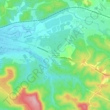 Mappa topografica Champagney - Le Bas des Côtes, altitudine, rilievo