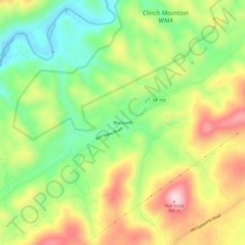 Mappa topografica Blackwell, altitudine, rilievo